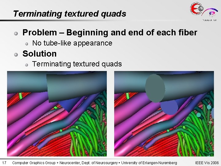 Terminating textured quads Problem – Beginning and end of each fiber No tube-like appearance