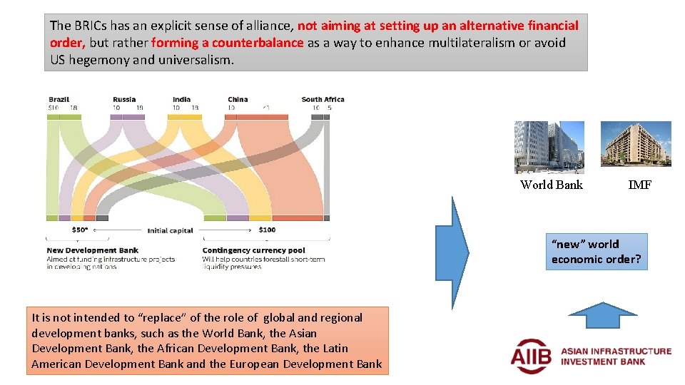 The BRICs has an explicit sense of alliance, not aiming at setting up an