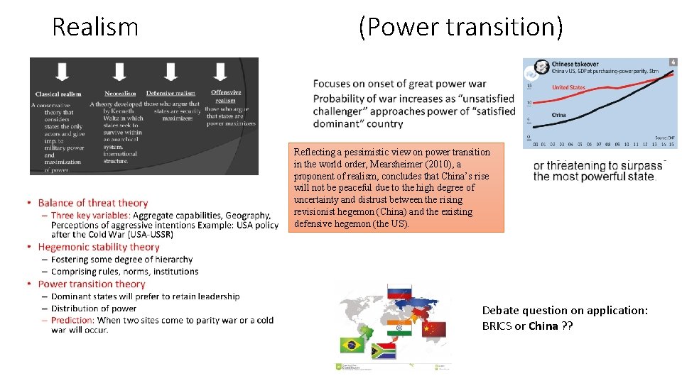 Realism (Power transition) Reflecting a pessimistic view on power transition in the world order,