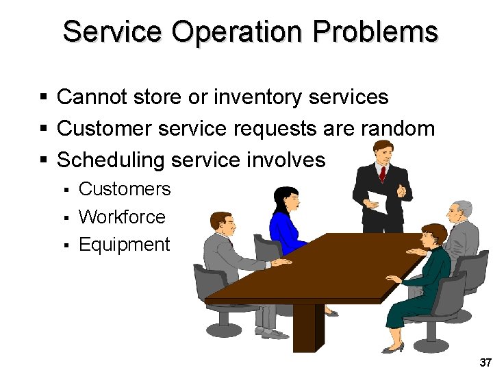 Service Operation Problems § Cannot store or inventory services § Customer service requests are