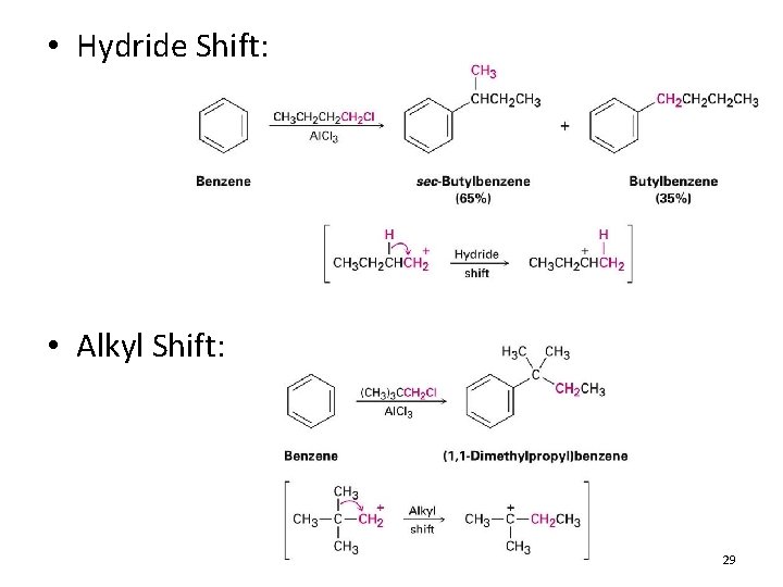  • Hydride Shift: • Alkyl Shift: 29 
