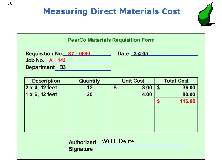 3 -8 Measuring Direct Materials Cost Will E. Delite 