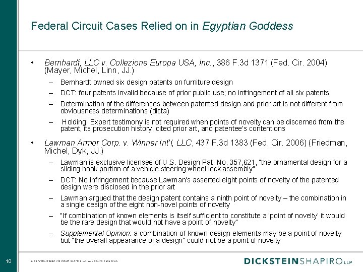 Federal Circuit Cases Relied on in Egyptian Goddess • Bernhardt, LLC v. Collezione Europa