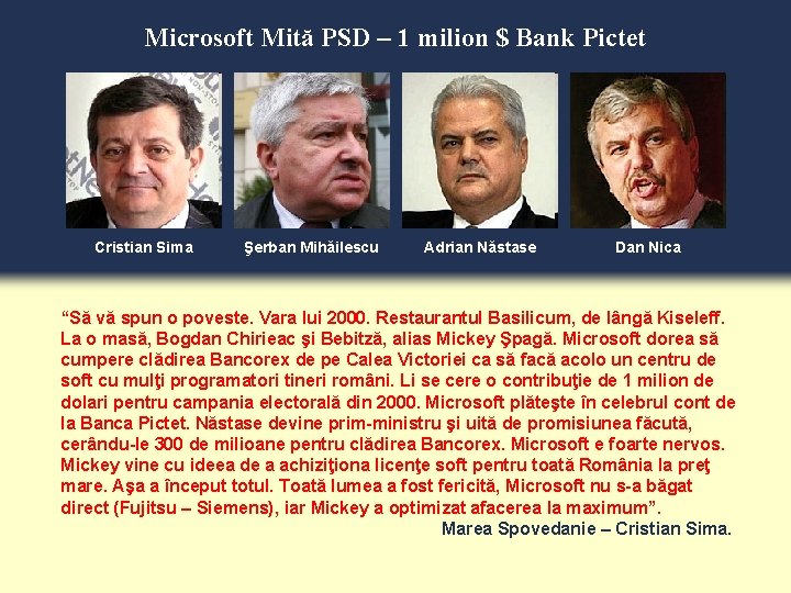 Microsoft Mită PSD – 1 milion $ Bank Pictet Cristian Sima Şerban Mihăilescu Adrian