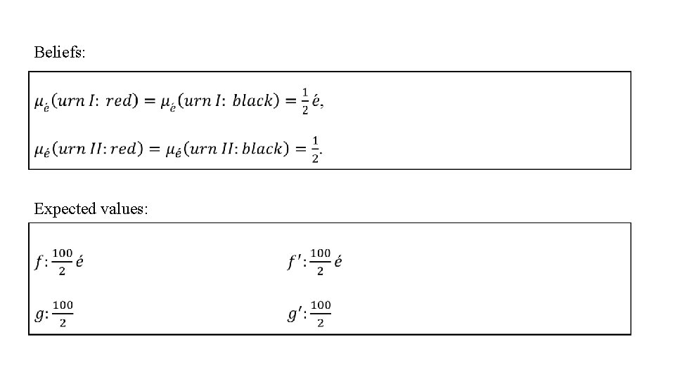 Beliefs: Expected values: 