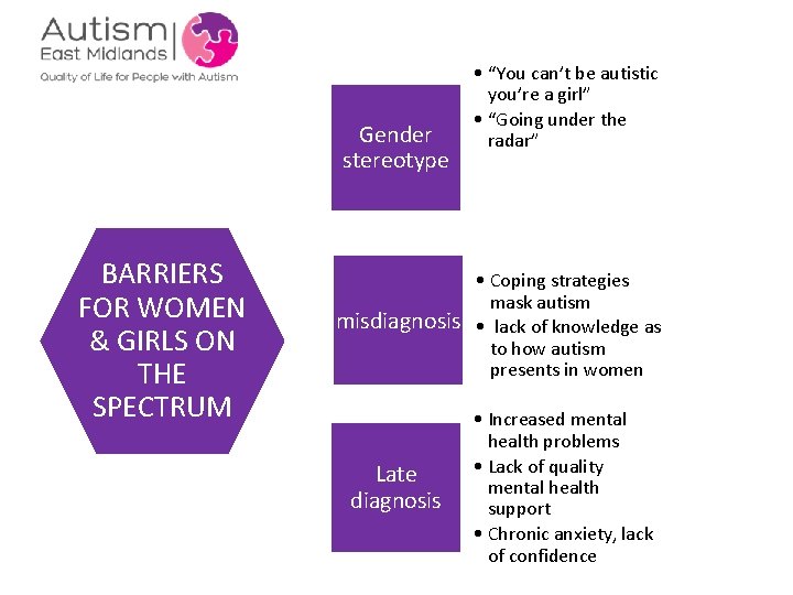 Gender stereotype BARRIERS FOR WOMEN & GIRLS ON THE SPECTRUM • “You can’t be