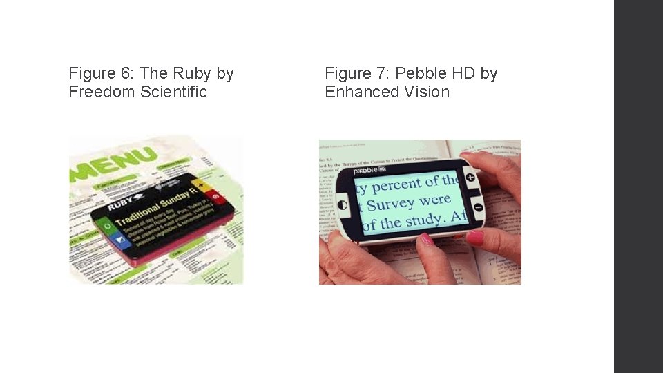 Figure 6: The Ruby by Freedom Scientific Figure 7: Pebble HD by Enhanced Vision