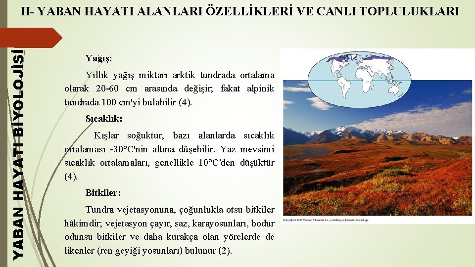 YABAN HAYATI BİYOLOJİSİ II- YABAN HAYATI ALANLARI ÖZELLİKLERİ VE CANLI TOPLULUKLARI Yağış: Yıllık yağış