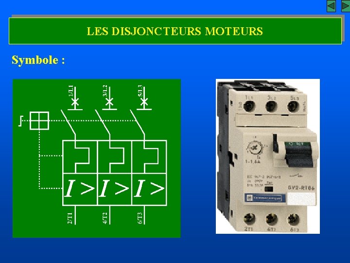 LES DISJONCTEURS MOTEURS Symbole : 