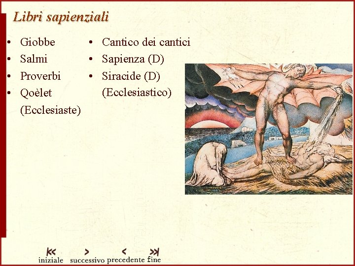 Libri sapienziali • • Giobbe • Cantico dei cantici Salmi • Sapienza (D) Proverbi