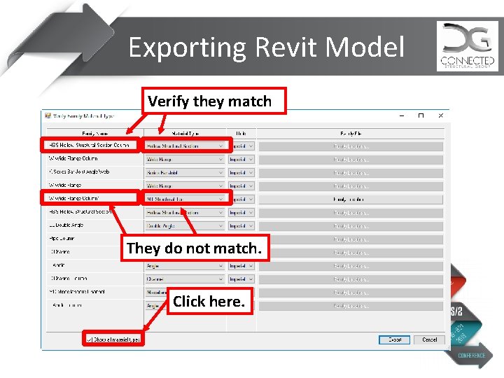 Exporting Revit Model Verify they match They do not match. Click here. 