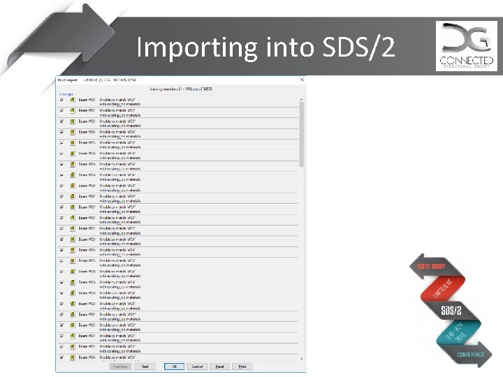 Importing into SDS/2 