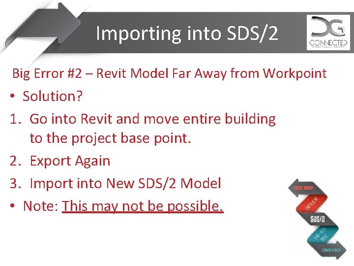 Importing into SDS/2 Big Error #2 – Revit Model Far Away from Workpoint •