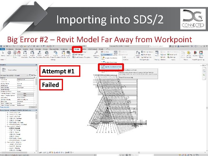 Importing into SDS/2 Big Error #2 – Revit Model Far Away from Workpoint Attempt