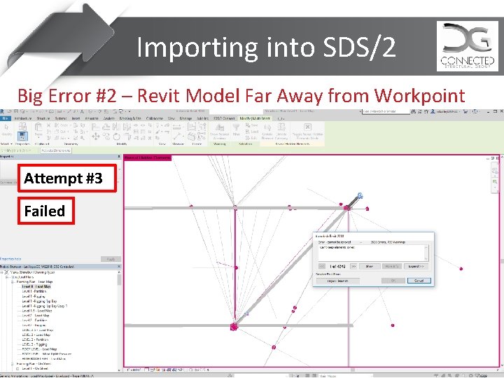 Importing into SDS/2 Big Error #2 – Revit Model Far Away from Workpoint Attempt
