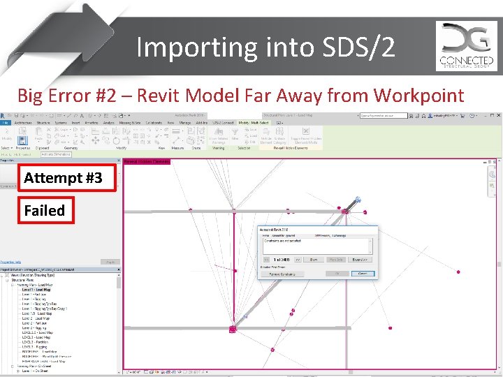 Importing into SDS/2 Big Error #2 – Revit Model Far Away from Workpoint Attempt
