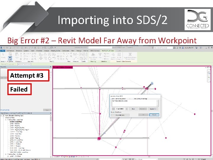 Importing into SDS/2 Big Error #2 – Revit Model Far Away from Workpoint Attempt
