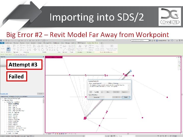 Importing into SDS/2 Big Error #2 – Revit Model Far Away from Workpoint Attempt