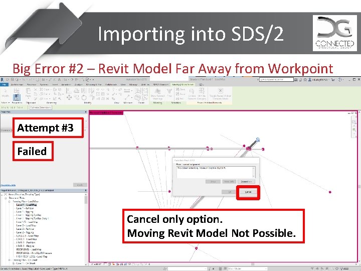 Importing into SDS/2 Big Error #2 – Revit Model Far Away from Workpoint Attempt