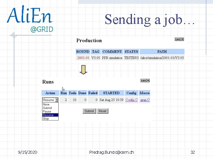 Ali. En @GRID 9/15/2020 Sending a job… Predrag. Buncic@cern. ch 32 