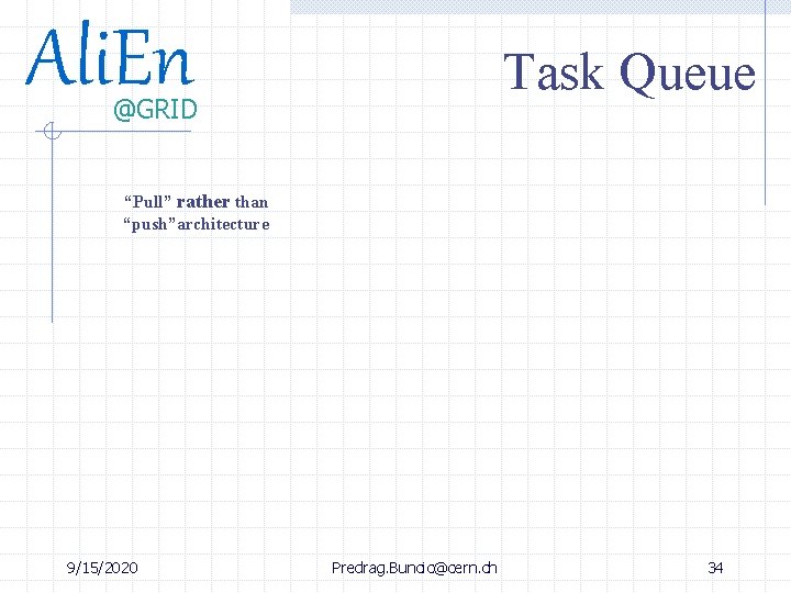 Ali. En Task Queue @GRID “Pull” rather than “push”architecture 9/15/2020 Predrag. Buncic@cern. ch 34