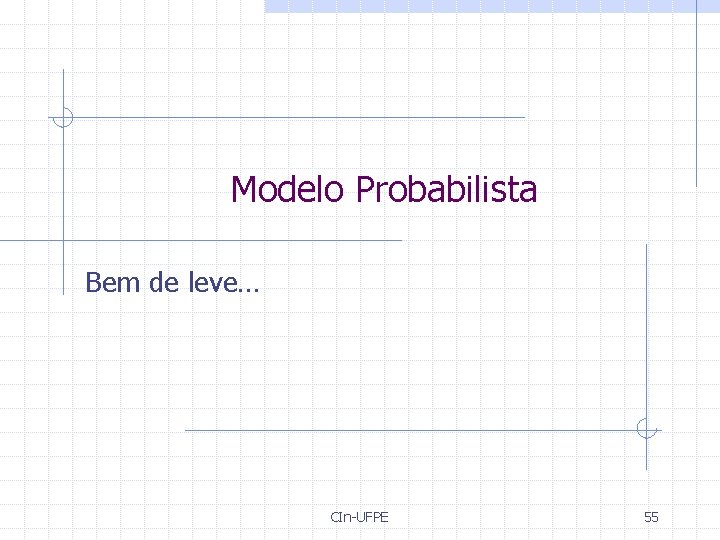 Modelo Probabilista Bem de leve… CIn-UFPE 55 Modelo Probabilista Bem de leve… CIn-UFPE 55
