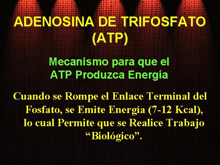 ADENOSINA DE TRIFOSFATO (ATP) Mecanismo para que el ATP Produzca Energía Cuando se Rompe