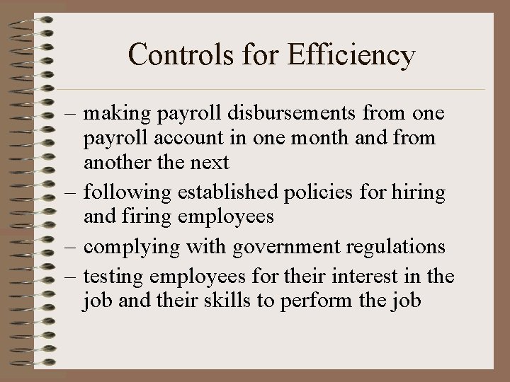 Controls for Efficiency – making payroll disbursements from one payroll account in one month