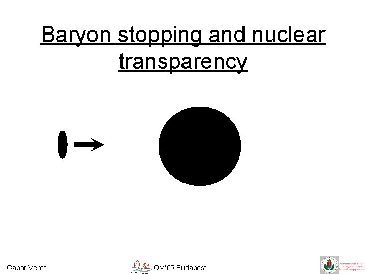 Baryon stopping and nuclear transparency Gábor Veres QM’ 05 Budapest 