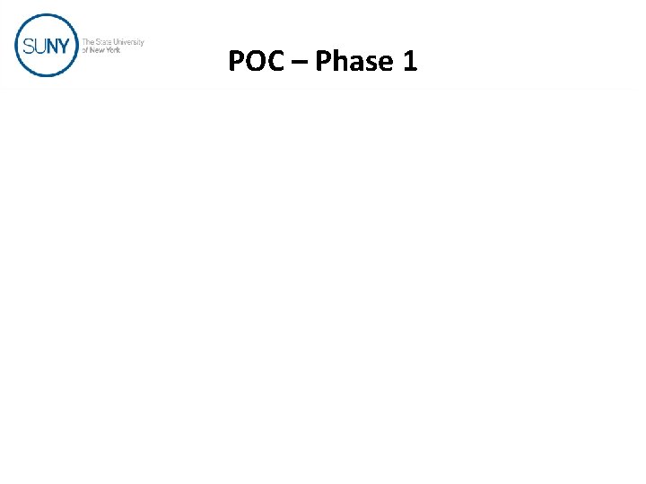 POC – Phase 1 
