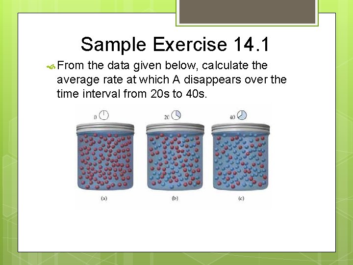 Sample Exercise 14. 1 From the data given below, calculate the average rate at
