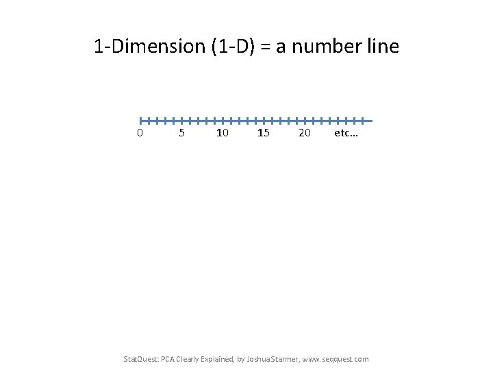 1 -Dimension (1 -D) = a number line 0 5 10 15 20 etc…