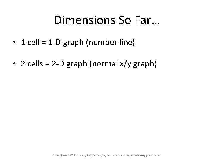 Dimensions So Far… • 1 cell = 1 -D graph (number line) • 2