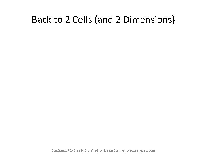 Back to 2 Cells (and 2 Dimensions) Stat. Quest: PCA Clearly Explained, by Joshua