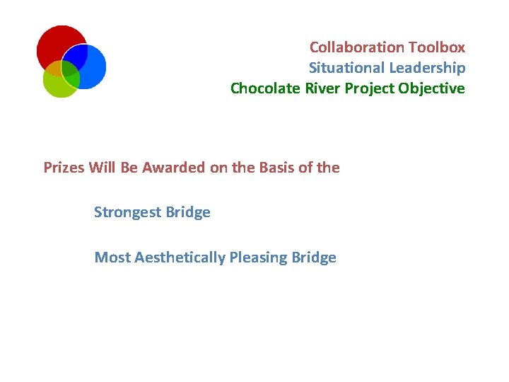 Collaboration Toolbox Situational Leadership Chocolate River Project Objective Prizes Will Be Awarded on the