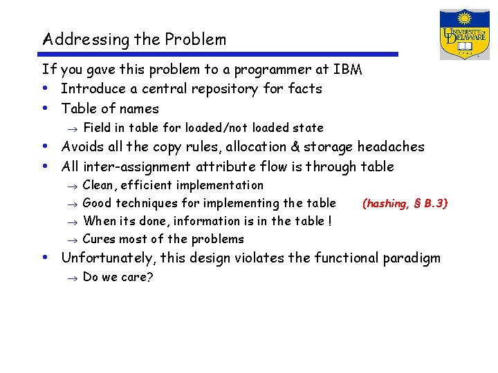 Addressing the Problem If you gave this problem to a programmer at IBM •