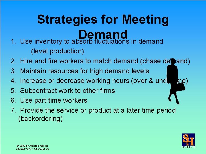 1. Strategies for Meeting Demand Use inventory to absorb fluctuations in demand (level production)