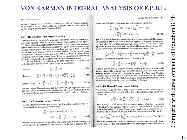 Compare with development of Equation 8. 7 b VON KARMAN INTEGRAL ANALYSIS OF F.