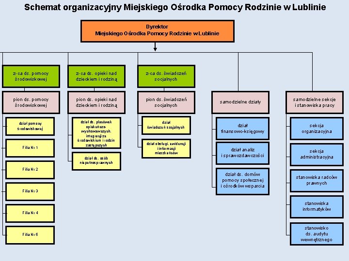  Schemat organizacyjny Miejskiego Ośrodka Pomocy Rodzinie w Lublinie Dyrektor Miejskiego Ośrodka Pomocy Rodzinie
