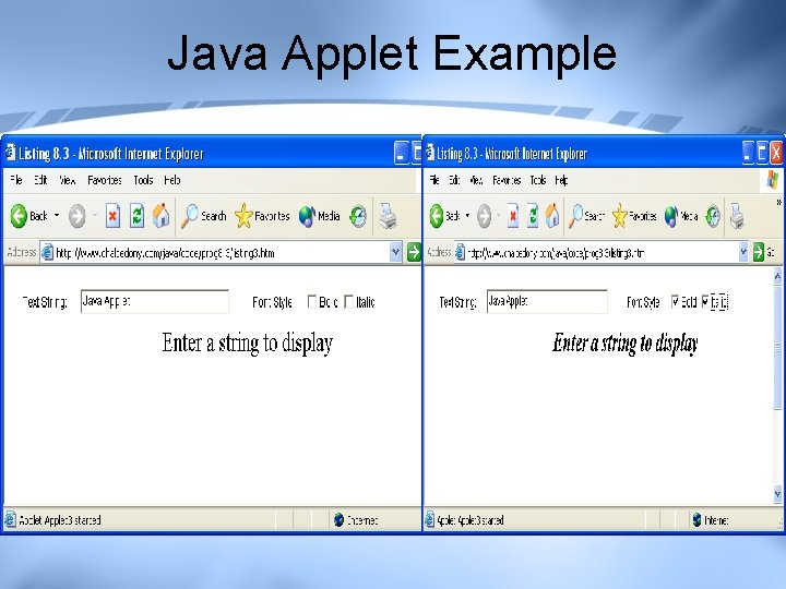 Java Applet Example Java Applet Example