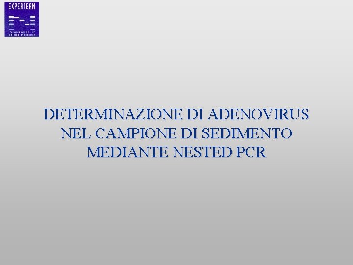 DETERMINAZIONE DI ADENOVIRUS NEL CAMPIONE DI SEDIMENTO MEDIANTE NESTED PCR 