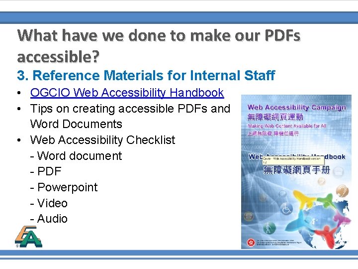 What have we done to make our PDFs accessible? 3. Reference Materials for Internal