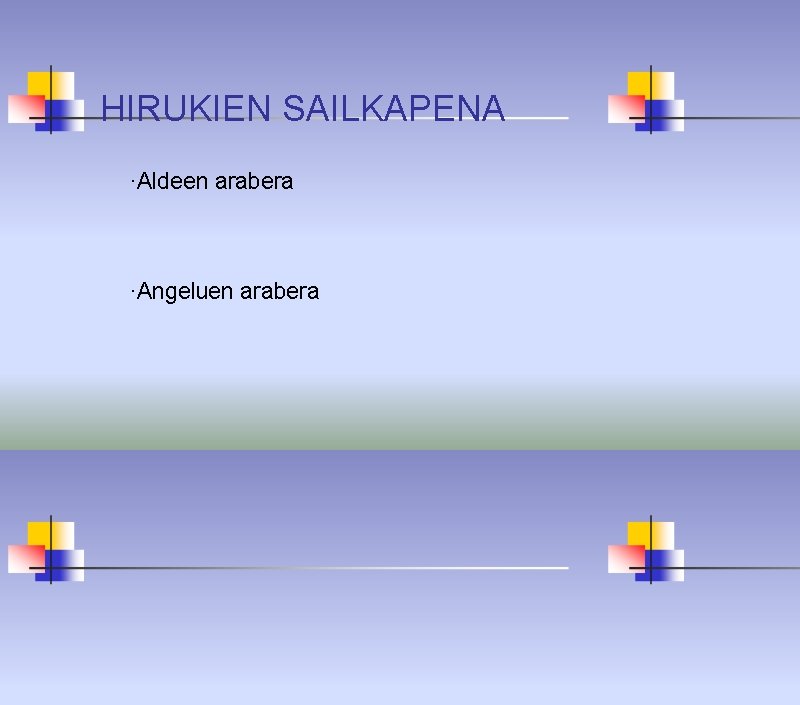 HIRUKIEN SAILKAPENA ·Aldeen arabera ·Angeluen arabera 