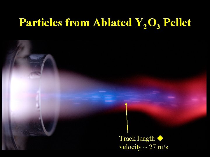 Particles from Ablated Y 2 O 3 Pellet Track length u velocity ~ 27