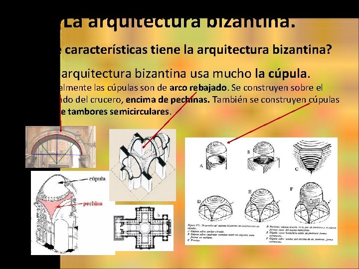 La arquitectura bizantina. ¿Qué características tiene la arquitectura bizantina? • 1. La arquitectura bizantina