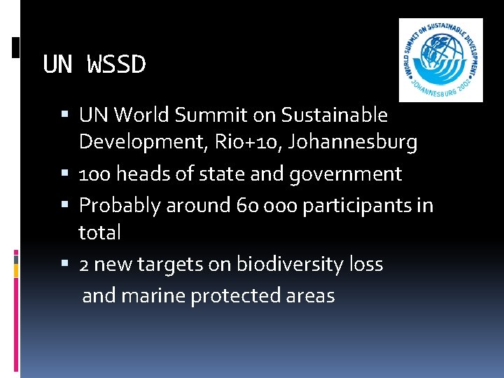UN WSSD UN World Summit on Sustainable Development, Rio+10, Johannesburg 100 heads of state