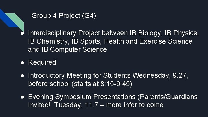 Group 4 Project (G 4) ● Interdisciplinary Project between IB Biology, IB Physics, IB