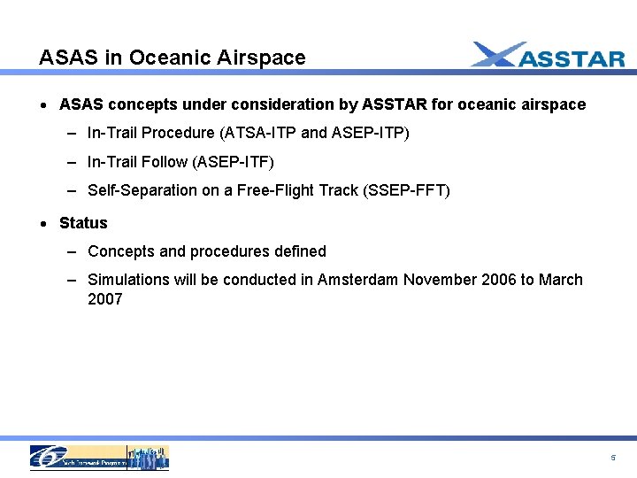 ASAS in Oceanic Airspace · ASAS concepts under consideration by ASSTAR for oceanic airspace