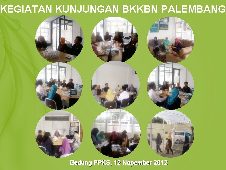 KEGIATAN KUNJUNGAN BKKBN PALEMBANG Gedung PPKS, 12 Nopember 2012 