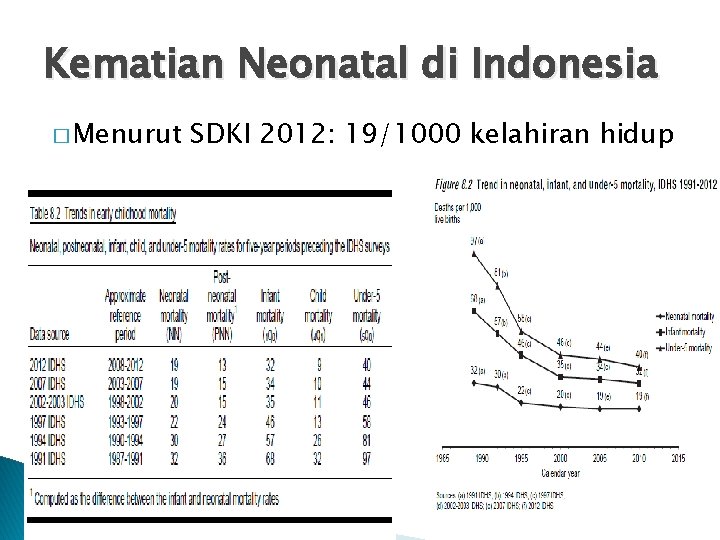 Kematian Neonatal di Indonesia � Menurut SDKI 2012: 19/1000 kelahiran hidup 